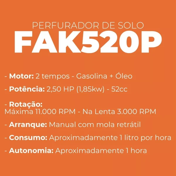 Perfurador Solo Trado Gasolina 52cc Carbon Fak - Image 2